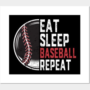 Eat Sleep Baseball Repeat Funny Baseball Players Posters and Art